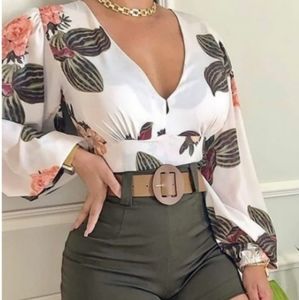 Two Piece Short Blouse Cactus Olive Green Set